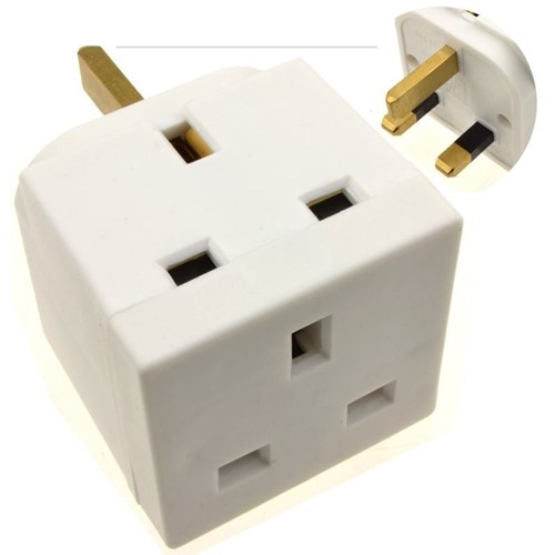 Power Adapters - 2 Way Mains Splitter Cube UK 3 Pin