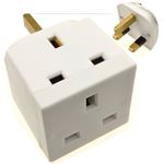 Power Adapters - 2 Way Mains Splitter Cube: UK 3 Pin