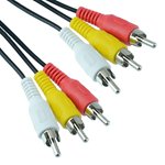 Audio Visual Leads (1 Metre) - 3 x RCA Phono to 3 x RCA Phono