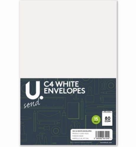 U Send C4 White Envelopes - 12 Pack