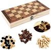 Picture of Backgammon, Chess & Draughts - 3-in-1 Folding Wooden Set (Lixada)