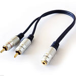 Audio Leads (1 Metre) - OFC 2 X RCA Phono To 3.5mm Jack