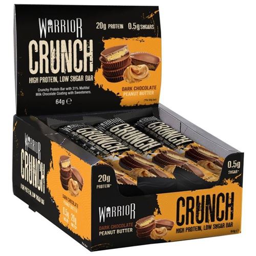 Warrior Crunch Protein Bar - Dark Chocolate Peanut Crunch 12 x 64g Pack