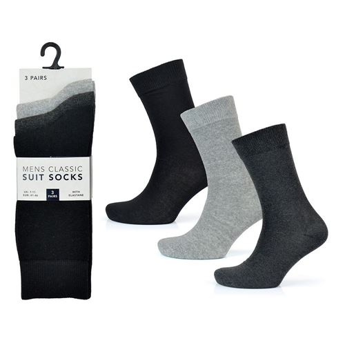 Men's Classic Suit Socks - 3 Pack: Grey/Black/Charcoal
