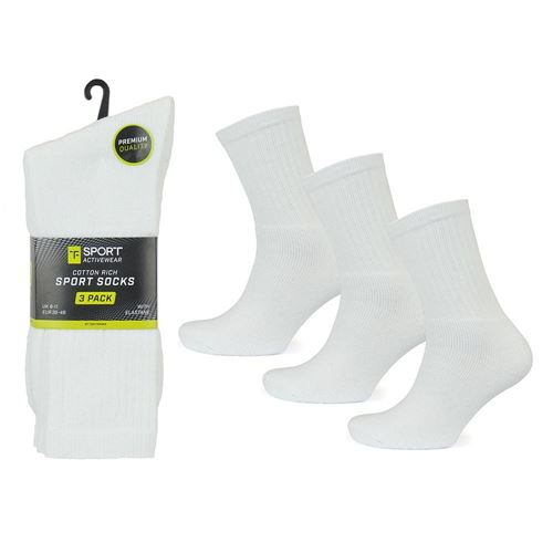 Tom Franks - Men's 3 Pack Sport Socks: White