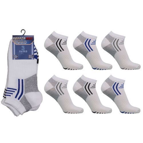 Picture of Performax Pro Men's Trainer Socks - 3 Pack: White Assorted Stripes (UK Size 6-11) Model # 20406