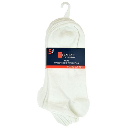 Picture of Tom Franks T-Sport Men's Trainer Socks - 5 Pack: White (UK Size 7-11) Model # SK670