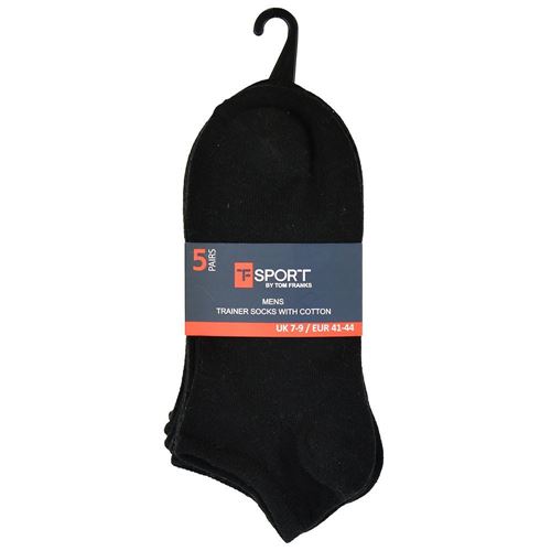 Picture of Tom Franks T-Sport Men's Trainer Socks - 5 Pack: Black (UK Size 7-11) Model # SK671