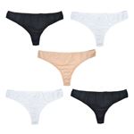 Picture of Anucci Ladies 5 Pack Thongs - Black/White/Nude (UK Size 12) Model # BR372