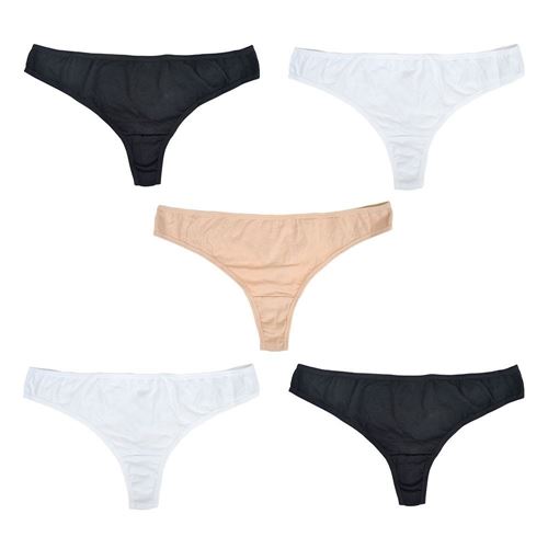 Picture of Anucci Ladies 5 Pack Thongs - Black/White/Nude (UK Size 12) Model # BR372