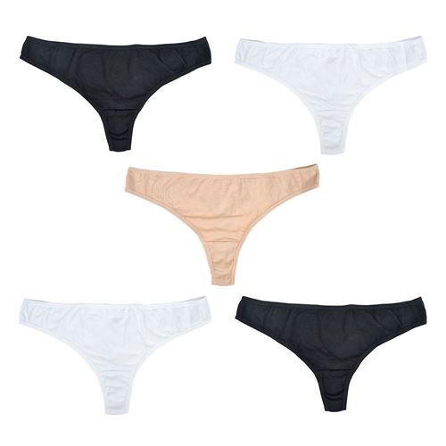 Picture of Anucci Ladies 5 Pack Thongs - Black/White/Nude (UK Size 16) Model # BR372