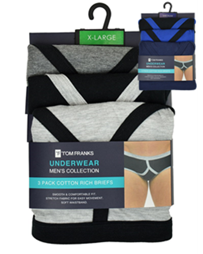 Picture of Tom Franks Men's Keyhole Briefs - 2 x 3 Pack: Assorted Colours (UK Size M) Model # BR427