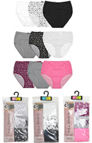Picture of Anucci Ladies 3 x 3 Pack Printed Full Briefs - Assorted Colours (UK Size 12/14) Model # BR132
