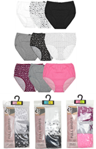 Picture of Anucci Ladies 3 x 3 Pack Printed Full Briefs - Assorted Colours (UK Size 20/22) Model # BR132