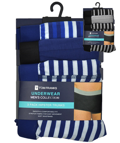 Picture of Tom Franks Men's Hipster Trunks - 2 x 3 Pack: Assorted Colours (UK Size L) Model # BR410A