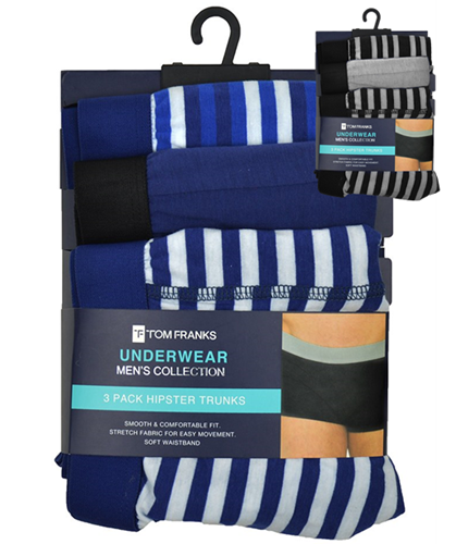 Picture of Tom Franks Men's Hipster Trunks - 2 x 3 Pack: Assorted Colours (UK Size XL) Model # BR410A