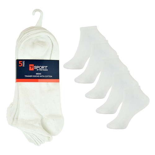 Picture of Tom Franks T-Sport Men's Trainer Socks - 5 Pack: White (UK Size 10-12) Model # SK670