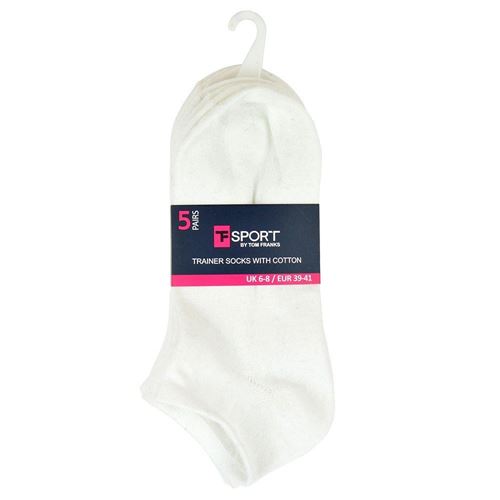 Picture of Tom Franks Ladies Trainer Socks - 5 Pack: White (UK Size 6-8) Model # SK578