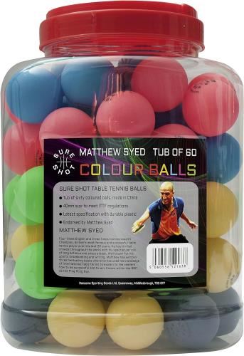 Sure Shot Table Tennis Balls - Multicoloured 60 Pack