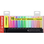 Stabilo Boss Original Highlighter - 15 Pack: 9 Fluorescent + 6 Pastel