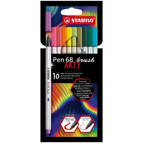 Stabilo Pen 68 - Arty Brush Fibre Brush Tip Pen: 10 Pack