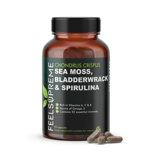 Feel Supreme Seamoss, Bladderwrack - & Spirulina 90 Veg Caps
