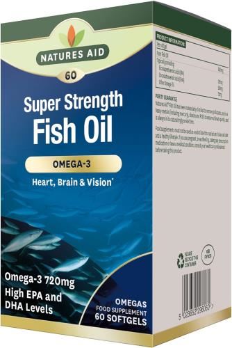 Natures Aid - Super Strength Fish Oil Omega-3 60 Softgels