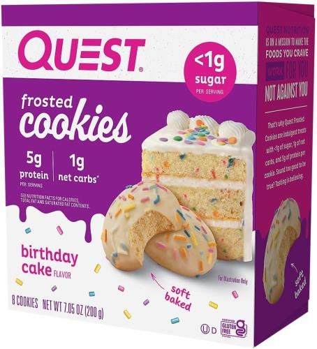 Quest Nutrition Frosted Protein Cookies - 8x25g Birthday Cake