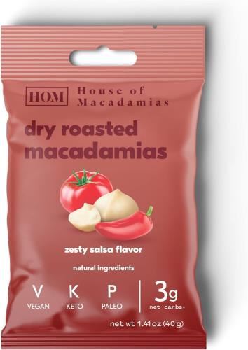 House Of Macadamia Nuts Vegan - Dry Roasted 12x40g Zesty Salsa