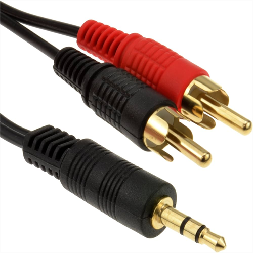 Audio Leads (1 Metre) - 2 X RCA Phono To 3.5mm Jack