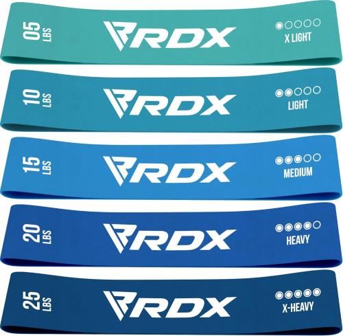 RDX: Resistance Band Set Latex - B1 Multi Blues Set of 5