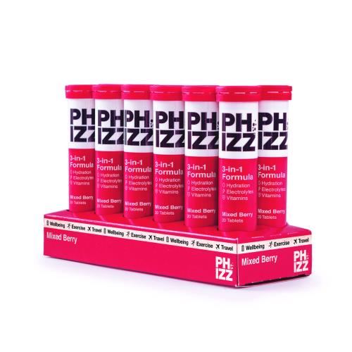 Phizz Effervescent 3 in 1 Tablets - 12x20 Tabs Mixed Berry