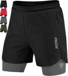 Picture of RDX Men's T16 2-in-1 Compression Shorts - Black (UK Size M)