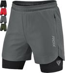 Picture of RDX Men's T16 2-in-1 Compression Shorts - Grey (UK Size XL)