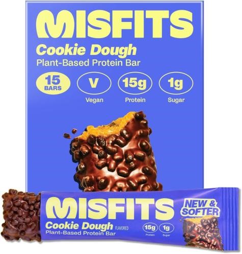 Misfits Plant-Based Protein Bar - 15x50g Cookie Dough