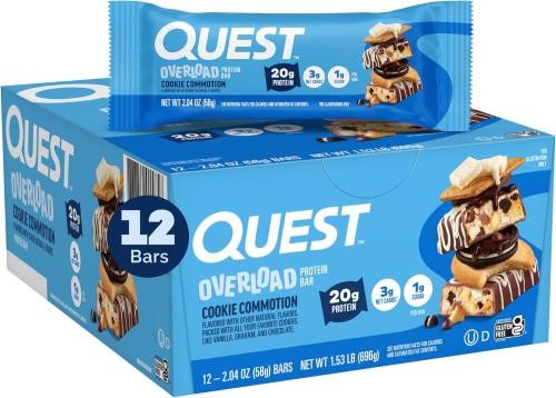 Quest Nutrition Overload Protein Bar - 12x60g Cookie Commotion