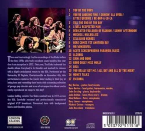 Kinks - Live: Virginia 1972