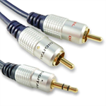 Audio Leads (1 Metre) - OFC 2 X RCA Phono To 3.5mm Jack